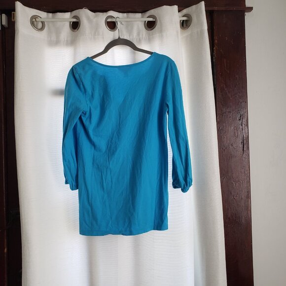 Lilly Pulitzer Braylen Pleated V-Neck Tunic Small Top Tunic Lilly's Blue Pin - Picture 6 of 7